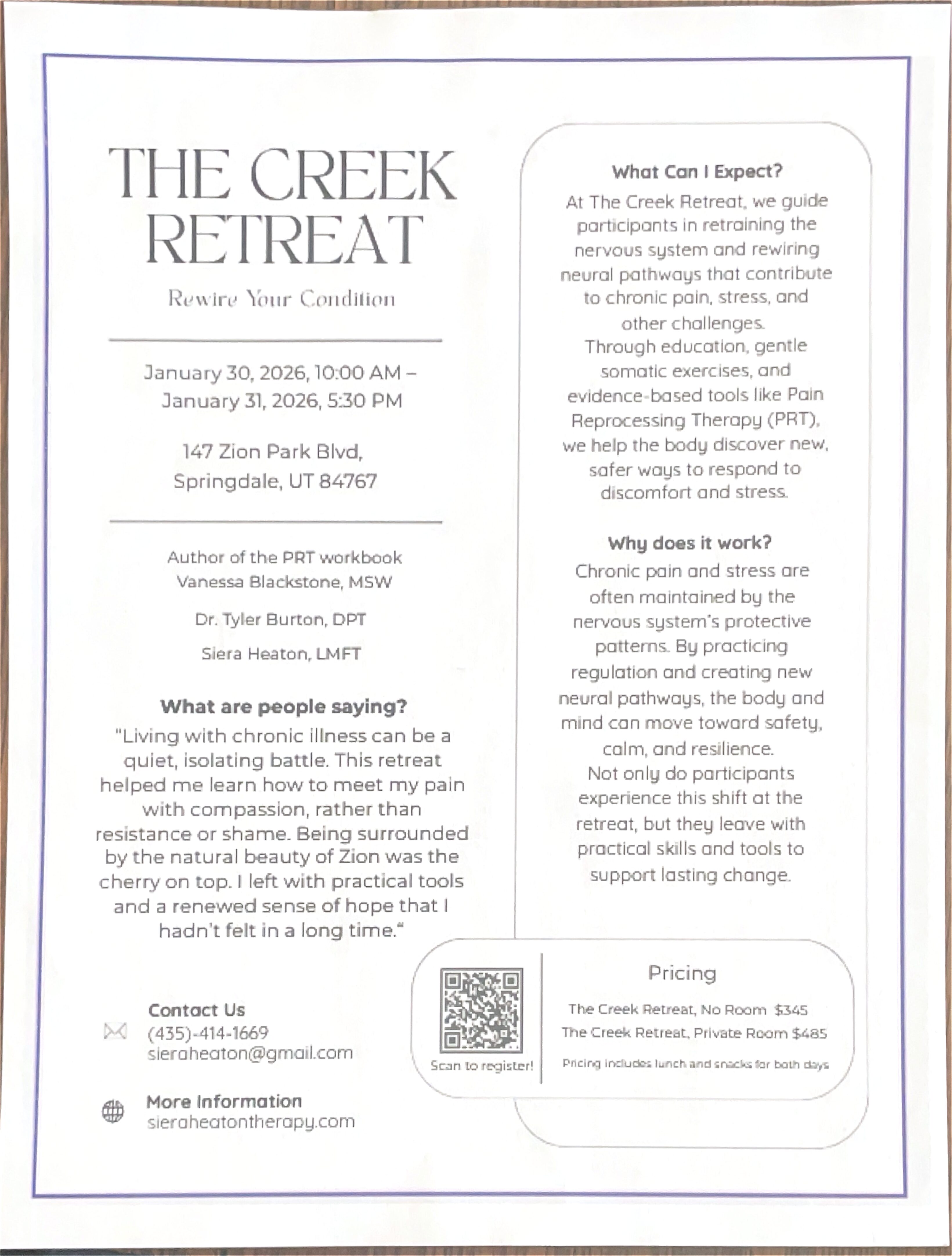 The Creek Retreat | Jan 30-31st 